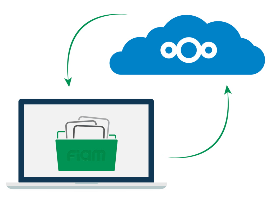 Mockup della nuvola di Nextcloud che interagisce con Fiamgroup