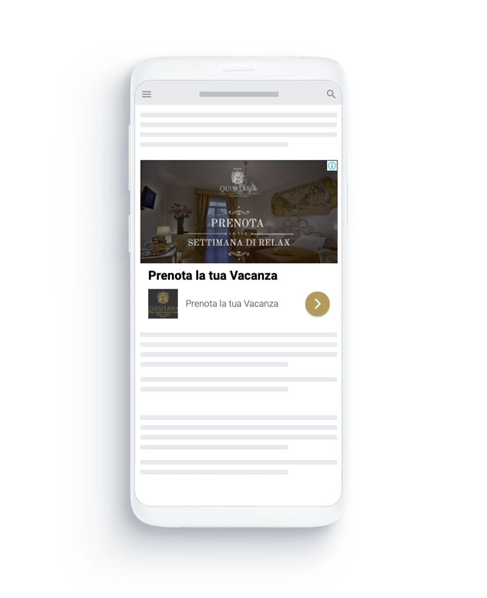 Mockup della campagna Google Ads di Quisisana su uno smartphone