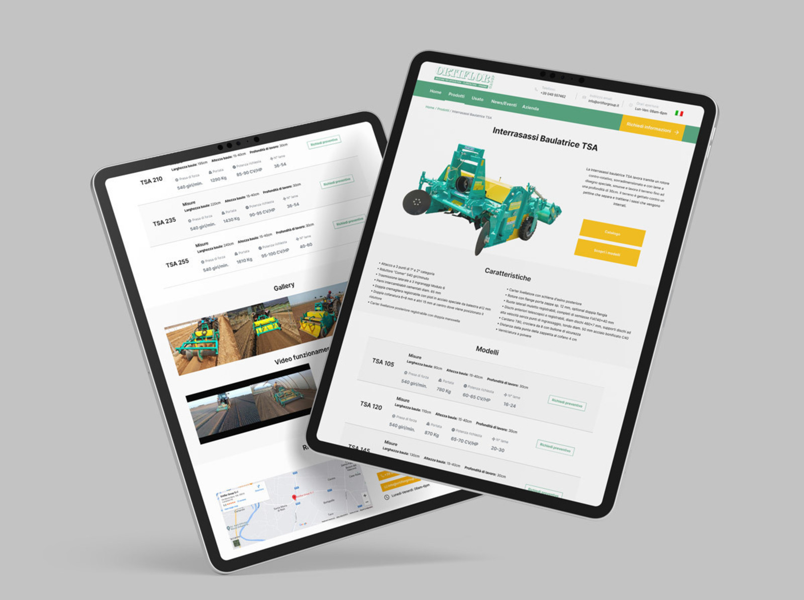 Mockup of two ipads with the Ortiflor site open