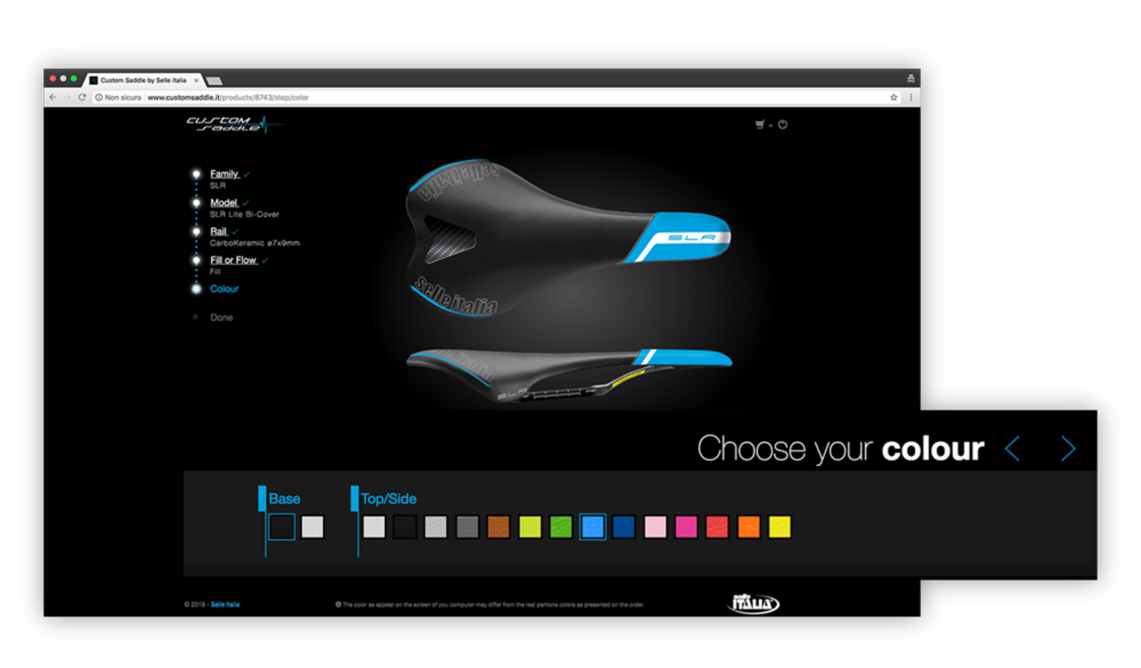 An example of color configuration of saddle details